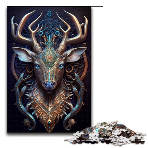 Puzzle für Erwachsene 1000 Teile mystisches kosmisches Hirsch Puzzle Lernspiele für Zuhause DIY Spielzeug tolles Geschenk für Spiele 75 x 50 cm von QSYFNBZL