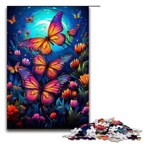 Puzzle für Erwachsene 1000 Teile psychedelische Kunst Schmetterlings Puzzle für Kinder Holzpuzzle dekomprimierendes intellektuelles Lernspielzeug 75 x 50 cm von QSYFNBZL