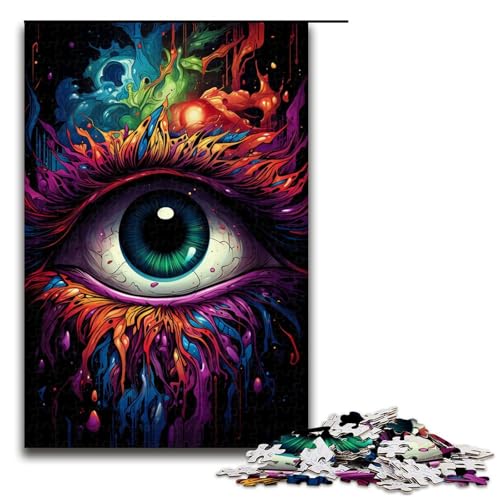 Puzzle für Erwachsene 1000 Teile psychedelische Malerei Augen Holzpuzzle Lernspielzeug Familienspiele 75 x 50 cm von QSYFNBZL