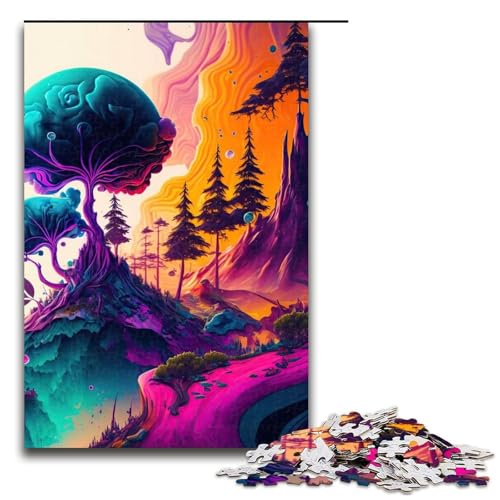 Puzzle für Erwachsene 1000 Teile psychedelische Naturpuzzles Spielspielzeug lustig 75 x 50 cm von QSYFNBZL