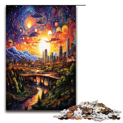 Puzzle für Erwachsene 1000 Teile psychedelisches Denver Colorado bei Nacht Puzzle für Erwachsene Holzspiele für die ganze Familie Weihnachts und Geburtstagsgeschenke 1000 Teile Puzzle für Erwachsene 1000 Teile psychedelisches Denver Colorado bei Nacht Puzzle für Erwachsene Holzspiele für die ganze Familie Weihnachts und Geburtstagsgeschenke 1000 Teile von QSYFNBZL