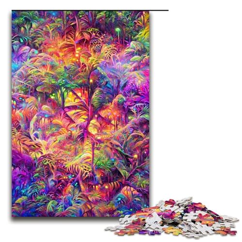 Puzzle für Erwachsene 1000 Teile psychedelisches Dschungel Puzzle für Erwachsene Holzspiele für die ganze Familie Weihnachts und Geburtstagsgeschenke 75 x 50 cm von QSYFNBZL