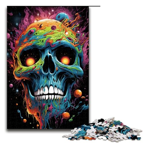 Puzzle für Erwachsene 1000 Teile psychedelisches Farbgemälde Totenkopf Puzzle für Lernspiele Herausforderungsspielzeug einzigartige Heimdekoration und Geschenke 75 x 50 cm Puzzle für Erwachsene 1000 Teile psychedelisches Farbgemälde Totenkopf Puzzle für Lernspiele Herausforderungsspielzeug einzigartige Heimdekoration und Geschenke 75 x 50 cm von QSYFNBZL