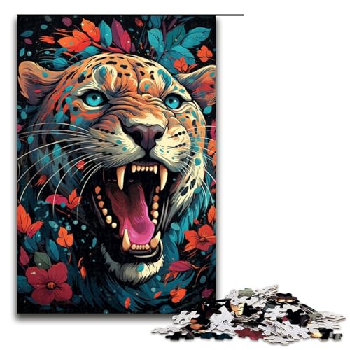 Puzzle für Erwachsene 1000 Teile psychedelisches Gemälde Leoparden Puzzle Spielspielzeug lustig 75 x 50 cm von QSYFNBZL