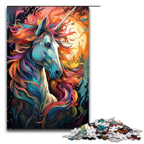 Puzzle für Erwachsene 1000 Teile psychedelisches buntes Einhorn Puzzle für Kinder Holzpuzzle dekomprimierendes intellektuelles Lernspielzeug 75 x 50 cm Puzzle für Erwachsene 1000 Teile psychedelisches buntes Einhorn Puzzle für Kinder Holzpuzzle dekomprimierendes intellektuelles Lernspielzeug 75 x 50 cm von QSYFNBZL