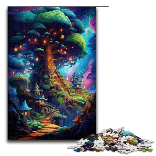 Puzzle für Erwachsene 1000 Teile psychedelisches farbenfrohes Weltenbaum Puzzle für Erwachsene Holzspiele für die ganze Familie Weihnachts und Geburtstagsgeschenke 75 x 50 cm Puzzle für Erwachsene 1000 Teile psychedelisches farbenfrohes Weltenbaum Puzzle für Erwachsene Holzspiele für die ganze Familie Weihnachts und Geburtstagsgeschenke 75 x 50 cm von QSYFNBZL