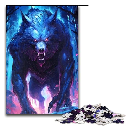 Puzzle für Erwachsene 1000 Teile riesiges blaues Wolf Puzzle für Kinder Holzpuzzle dekomprimierendes intellektuelles Lernspielzeug 75 x 50 cm Puzzle für Erwachsene 1000 Teile riesiges blaues Wolf Puzzle für Kinder Holzpuzzle dekomprimierendes intellektuelles Lernspielzeug 75 x 50 cm von QSYFNBZL