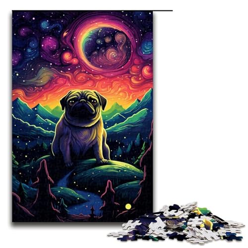 Puzzle für Erwachsene 1000 Teile süßer Mops Lernspiele für Zuhause DIY Spielzeug tolles Geschenk für Spiele 75 x 50 cm von QSYFNBZL