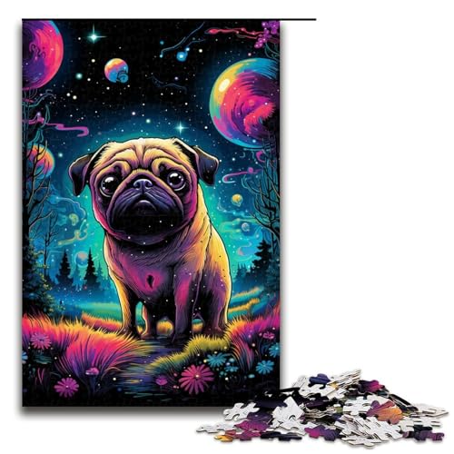 Puzzle für Erwachsene 1000 Teile süßer Mops Lernspiele für Zuhause DIY Spielzeug tolles Geschenk für Spiele 75 x 50 cm von QSYFNBZL