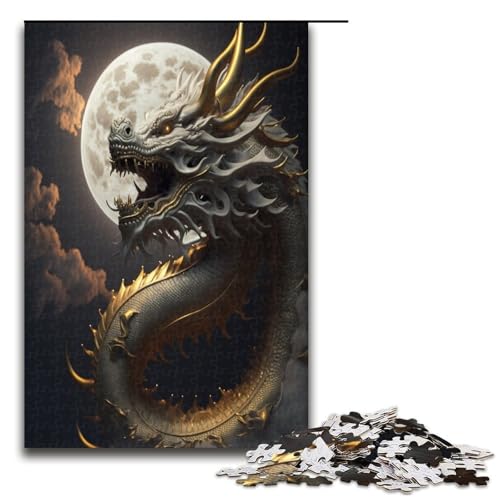 Puzzle für Erwachsene 1000 Teile tapferer Drache Geburtstagsgeschenk für Teenager ab 14 Jahren 75 x 50 cm von QSYFNBZL