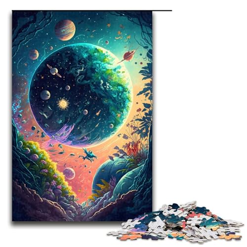 Puzzle für Erwachsene 1000 Teile verrückte Weltraumlandschaft Puzzle für Kinder Holzpuzzle dekomprimierendes intellektuelles Lernspielzeug 75 x 50 cm Puzzle für Erwachsene 1000 Teile verrückte Weltraumlandschaft Puzzle für Kinder Holzpuzzle dekomprimierendes intellektuelles Lernspielzeug 75 x 50 cm von QSYFNBZL