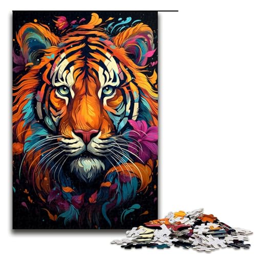 Puzzle für Erwachsene 1000 Teile wildes Gemälde exotisches Tigerspielzeug intellektuelles Spiel ganze Familie 75 x 50 cm von QSYFNBZL