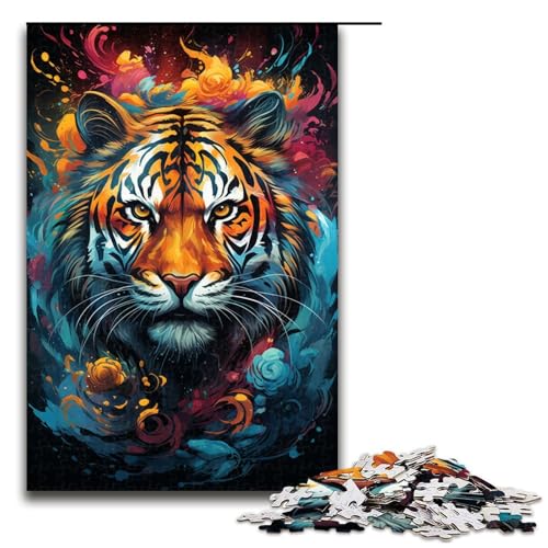 Puzzle für Erwachsene 1000 Teile wildes buntes Tiger Puzzle für Lernspiele Herausforderungsspielzeug einzigartige Heimdekoration und Geschenke 75 x 50 cm Puzzle für Erwachsene 1000 Teile wildes buntes Tiger Puzzle für Lernspiele Herausforderungsspielzeug einzigartige Heimdekoration und Geschenke 75 x 50 cm von QSYFNBZL