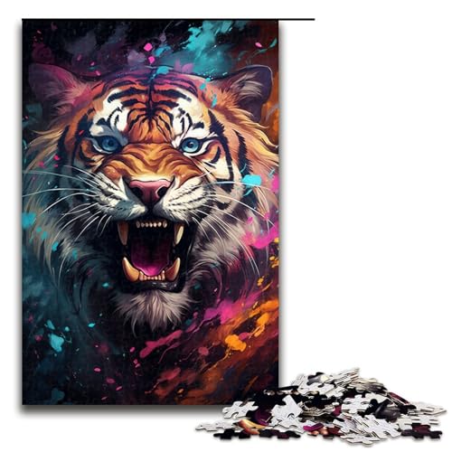 Puzzle für Erwachsene 1000 Teile wütender bunter Tiger unmögliches Puzzle Familienspiel Stressabbau schwierige Herausforderung 75 x 50 cm Puzzle für Erwachsene 1000 Teile wütender bunter Tiger unmögliches Puzzle Familienspiel Stressabbau schwierige Herausforderung 75 x 50 cm von QSYFNBZL