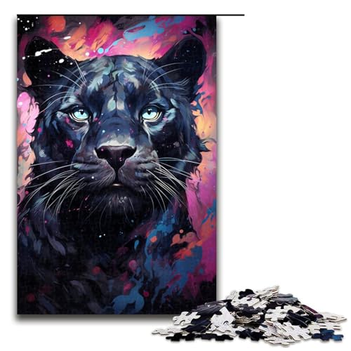 Puzzle für Erwachsene 1000 teiliges Gemälde eines bunten schwarzen Panthers Puzzle für Erwachsene Holzspiele für die ganze Familie Weihnachts und Geburtstagsgeschenke 75 x 50 cm von QSYFNBZL