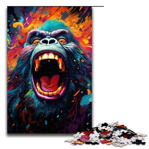 Puzzle für Erwachsene 1000 teiliges Gemälde eines farbenfrohen wütenden Orang Utans Puzzle für Erwachsene Holzspiele für die ganze Familie Weihnachts und Geburtstagsgeschenke 75 x 50 cm von QSYFNBZL