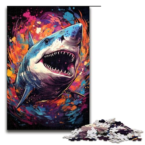 Puzzle für Erwachsene 1000 teiliges psychedelisches Hai Puzzle für Erwachsene Holzspiele für die ganze Familie Weihnachts und Geburtstagsgeschenke 75 x 50 cm Puzzle für Erwachsene 1000 teiliges psychedelisches Hai Puzzle für Erwachsene Holzspiele für die ganze Familie Weihnachts und Geburtstagsgeschenke 75 x 50 cm von QSYFNBZL
