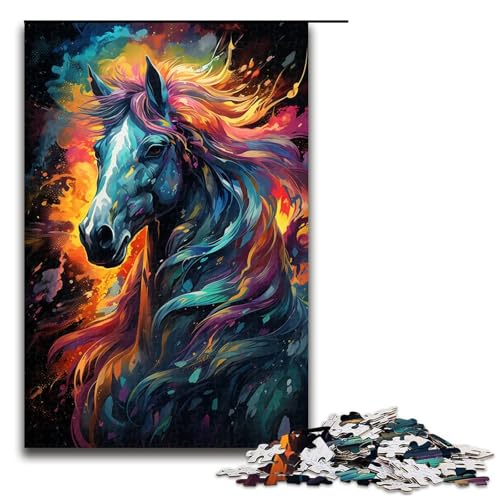 Puzzle für Erwachsene Bunte Pferde auf dem Planeten 1000 Teile tolles Geschenk geeignet für und Teenager ab 14 Jahren 75 x 50 cm von QSYFNBZL