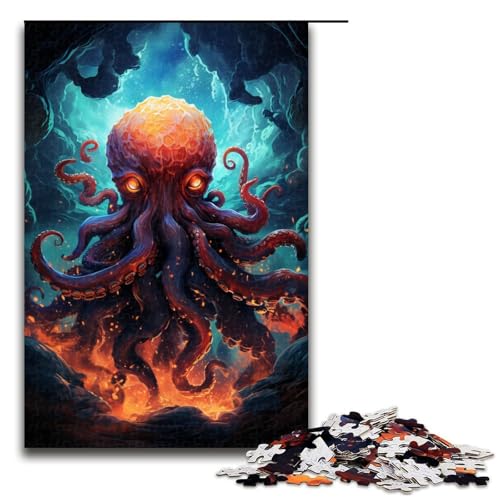 Puzzle für Erwachsene Bunter Psychedelischer Oktopus im Sternenhimmel 1000 Teile tolles Geschenk geeignet für Teenager ab 14 Jahren 75 x 50 cm von QSYFNBZL