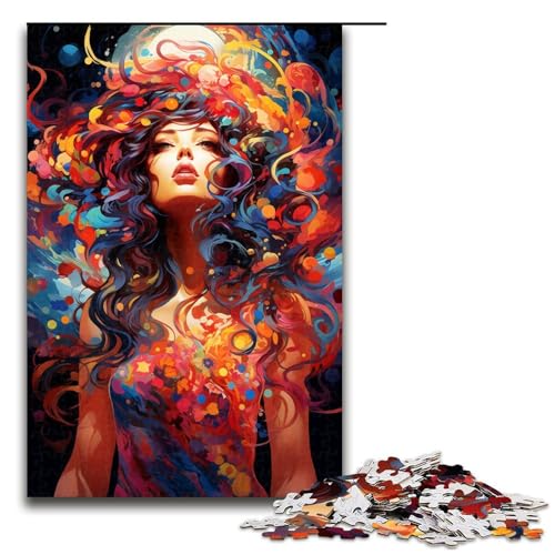 Puzzle für Erwachsene Fantasie farbenfrohe schöne Frau 1000 Teile tolles Geschenk geeignet für Teenager ab 14 Jahren 75 x 50 cm von QSYFNBZL