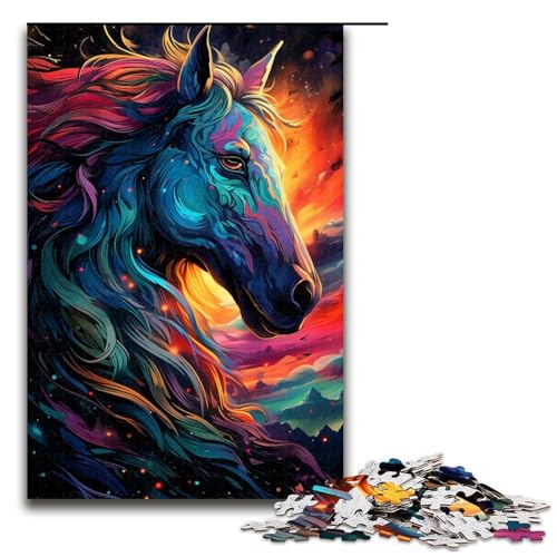 Puzzle für Erwachsene Fantasie schönes Dunkles Pferd 1000 Teile tolles Geschenk geeignet für und Teenager ab 14 Jahren 75 x 50 cm von QSYFNBZL