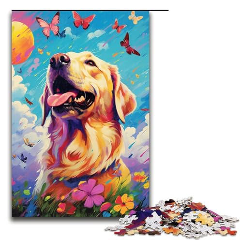 Puzzle für Erwachsene Labradore und Schmetterlinge und Schmetterling und Schmetterling 1000 Teile tolles Geschenk geeignet für Teenager ab 14 Jahren 75 x 50 cm von QSYFNBZL