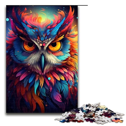 Puzzle für Erwachsene Malen bunter Planet Eule 1000 Teile tolles Geschenk geeignet für und Teenager ab 14 Jahren 75 x 50 cm von QSYFNBZL