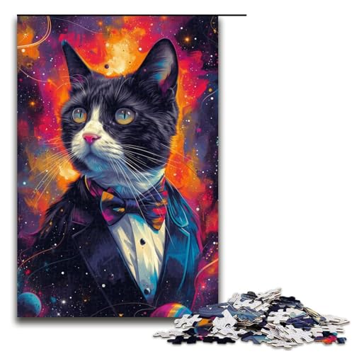 Puzzle für Erwachsene Psychedelic Planet Cat Art 1000 Teile tolles Geschenk geeignet für und Teenager ab 14 Jahren 75 x 50 cm von QSYFNBZL