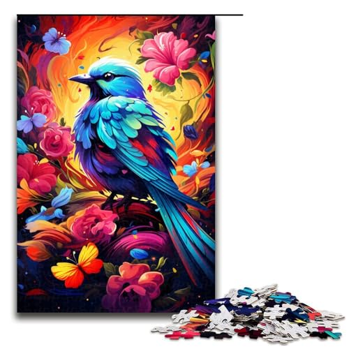 Puzzle für Erwachsene farbenfroh psychedelisch mit bunten Vögeln 1000 Teile tolles Geschenk geeignet für Teenager ab 14 Jahren 75 x 50 cm von QSYFNBZL