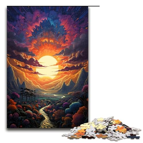 Puzzle für Erwachsene farbenfrohe psychedelische Landschaft 1000 Teile tolles Geschenk geeignet für Teenager ab 14 Jahren 75 x 50 cm von QSYFNBZL