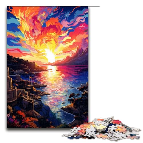 Puzzle für Erwachsene farbenfrohe psychedelische Landschaftskunst 1000 Teile tolles Geschenk geeignet für Teenager ab 14 Jahren 75 x 50 cm von QSYFNBZL