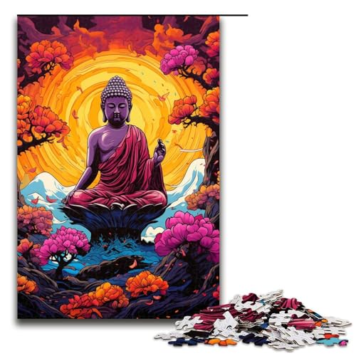 Puzzle für Erwachsene farbenfrohes psychedelisches Buddha Puzzle 1000 Teile tolles Geschenk geeignet für Teenager ab 14 Jahren 75 x 50 cm von QSYFNBZL