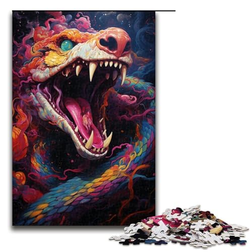 Puzzle für Erwachsene farbenfrohes psychedelisches Schlangengemälde 1000 Teile tolles Geschenk geeignet für Teenager ab 14 Jahren 75 x 50 cm von QSYFNBZL