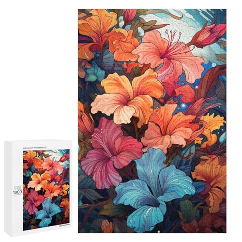 Puzzle für Erwachsene mit 1000 Teilen Bunte Psychedelia der Rhododendren Wanddekoration Stressabbau 75 x 50 cm von QSYFNBZL