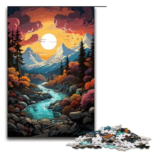 Puzzle für Erwachsene mit 1000 Teilen Fantasie Sonnenuntergangslandschaft Hands on Spiel 75 x 50 cm von QSYFNBZL