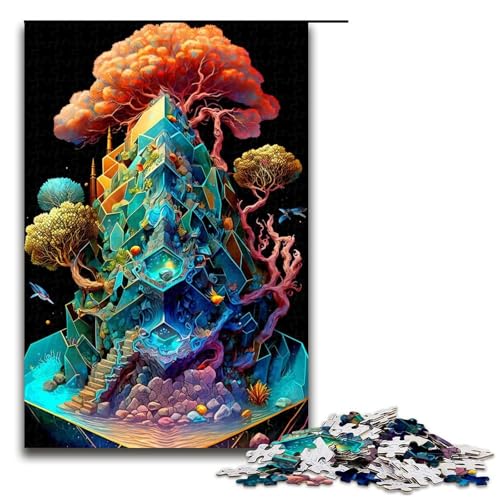 Puzzle für Erwachsene mit 1000 Teilen Fantasielandschaft Spiel zum Anfassen 75 x 50 cm von QSYFNBZL