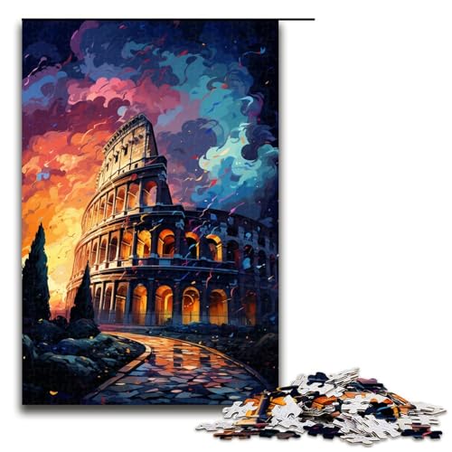Puzzle für Erwachsene mit 1000 Teilen Kolosseum psychedelisches Puzzle Wanddekoration Stressabbau 75 x 50 cm von QSYFNBZL
