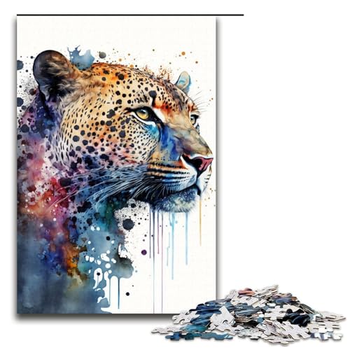 Puzzle für Erwachsene mit 1000 Teilen Leopardenporträt Puzzle praktisches Spiel 75 x 50 cm von QSYFNBZL