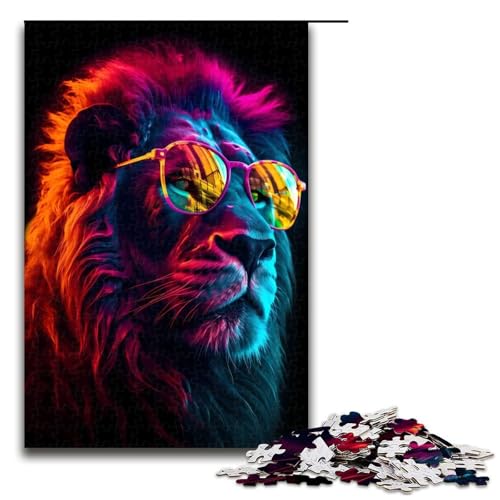 Puzzle für Erwachsene mit 1000 Teilen Löwe Neon Sonnenbrille zum Dekomprimieren intellektuelles Lernspielzeug Geschenkideen 75 x 50 cm Puzzle für Erwachsene mit 1000 Teilen Löwe Neon Sonnenbrille zum Dekomprimieren intellektuelles Lernspielzeug Geschenkideen 75 x 50 cm von QSYFNBZL