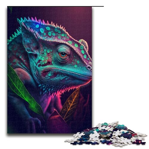 Puzzle für Erwachsene mit 1000 Teilen Neon Chamäleon zum Dekomprimieren intellektuelles Lernspielzeug Geschenkideen 75 x 50 cm Puzzle für Erwachsene mit 1000 Teilen Neon Chamäleon zum Dekomprimieren intellektuelles Lernspielzeug Geschenkideen 75 x 50 cm von QSYFNBZL