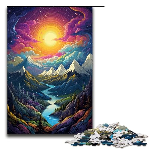 Puzzle für Erwachsene mit 1000 Teilen Psychedelic Alps Wanddekoration Stressabbau 75 x 50 cm von QSYFNBZL