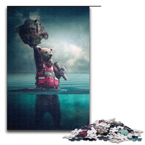 Puzzle für Erwachsene mit 1000 Teilen Rettungsschwimmer Bär Spiel zum Anfassen 75 x 50 cm von QSYFNBZL