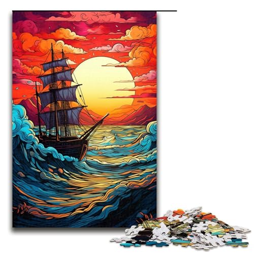 Puzzle für Erwachsene mit 1000 Teilen Sonnenuntergangsboot auf dem Meer Spiel zum Anfassen 75 x 50 cm Puzzle für Erwachsene mit 1000 Teilen Sonnenuntergangsboot auf dem Meer Spiel zum Anfassen 75 x 50 cm von QSYFNBZL