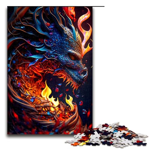 Puzzle für Erwachsene mit 1000 Teilen buntes Drachenpuzzle praktisches Spiel 75 x 50 cm von QSYFNBZL