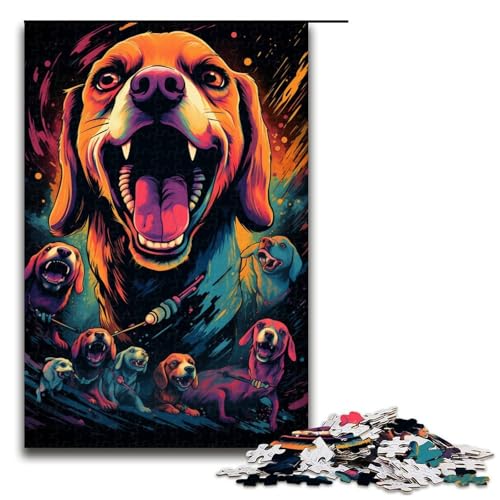Puzzle für Erwachsene mit 1000 Teilen buntes Hunde Puzzle praktisches Spiel 75 x 50 cm von QSYFNBZL