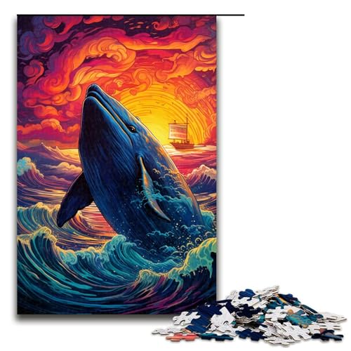 Puzzle für Erwachsene mit 1000 Teilen buntes Wal Puzzle praktisches Spiel 75 x 50 cm von QSYFNBZL