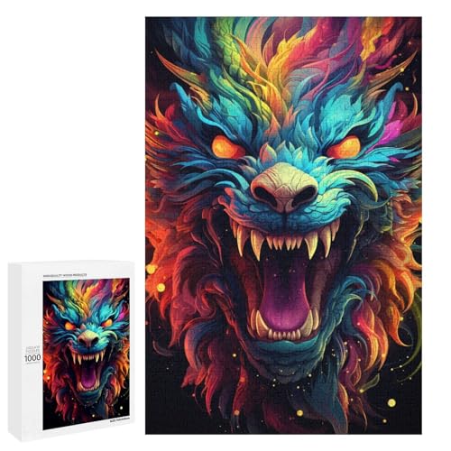 Puzzle für Erwachsene mit 1000 Teilen buntes psychedelisches Drachenpuzzle Wanddekoration Stressabbau 75 x 50 cm von QSYFNBZL