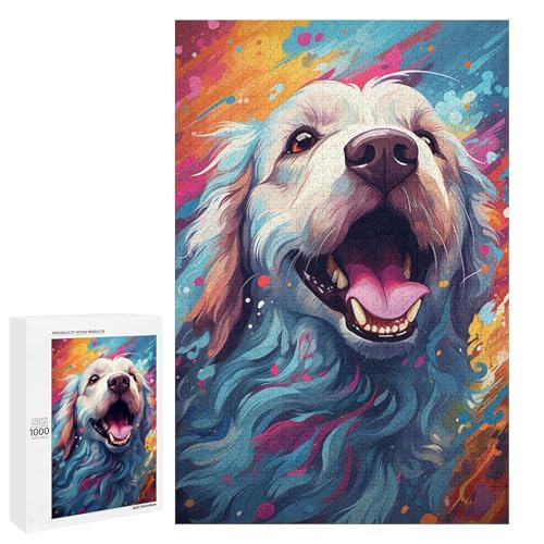 Puzzle für Erwachsene mit 1000 Teilen buntes psychedelisches Hundegesicht Cocker Spaniel Puzzle Wanddekoration Stressabbau 75 x 50 cm Puzzle für Erwachsene mit 1000 Teilen buntes psychedelisches Hundegesicht Cocker Spaniel Puzzle Wanddekoration Stressabbau 75 x 50 cm von QSYFNBZL