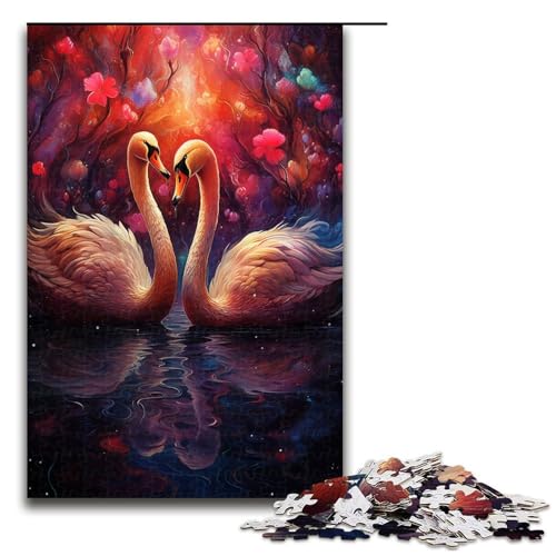Puzzle für Erwachsene mit 1000 Teilen farbenfroh psychedelisch Galaxie Schwan zum Dekomprimieren intellektuelles Lernspielzeug Geschenkideen 75 x 50 cm von QSYFNBZL
