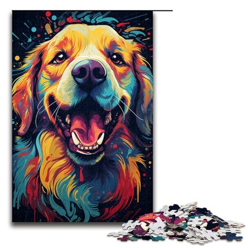 Puzzle für Erwachsene mit 1000 Teilen farbenfroh psychedelisch für Hunde praktisches Spiel 75 x 50 cm von QSYFNBZL